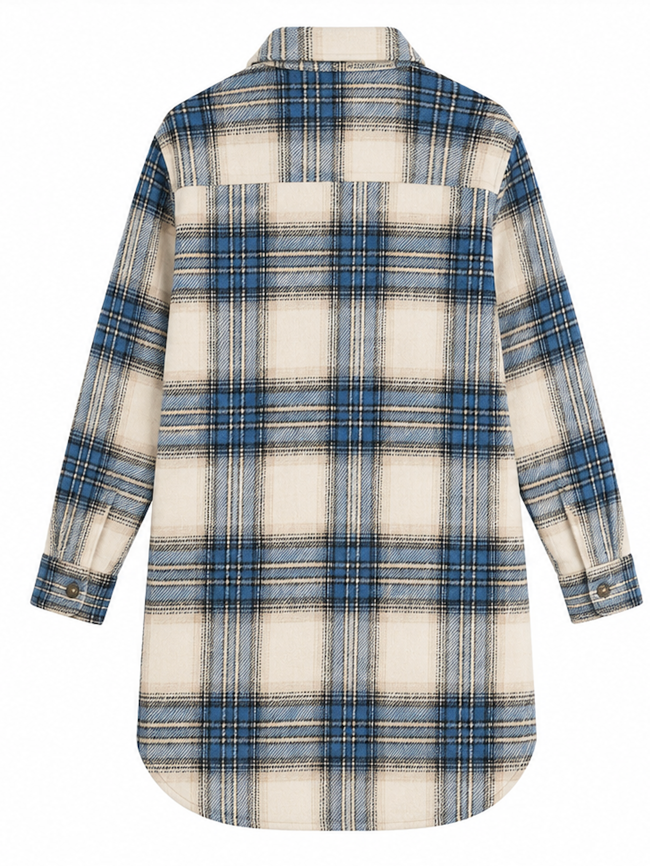 Blue & Creme Plaid longline Overshirt, GRUNT – Size S