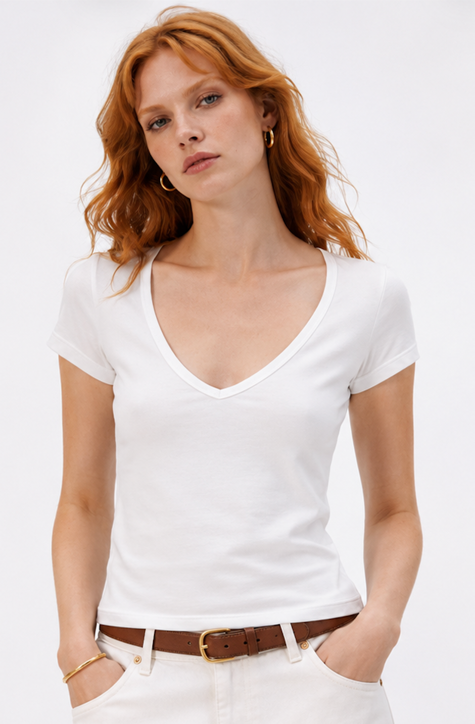 Classic White Crop T-shirt, H&M – size M