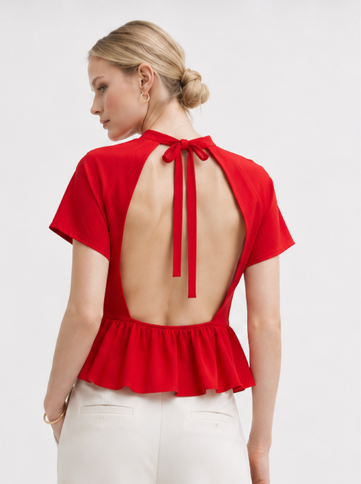 Red Blouse with open back, Envii - Size S