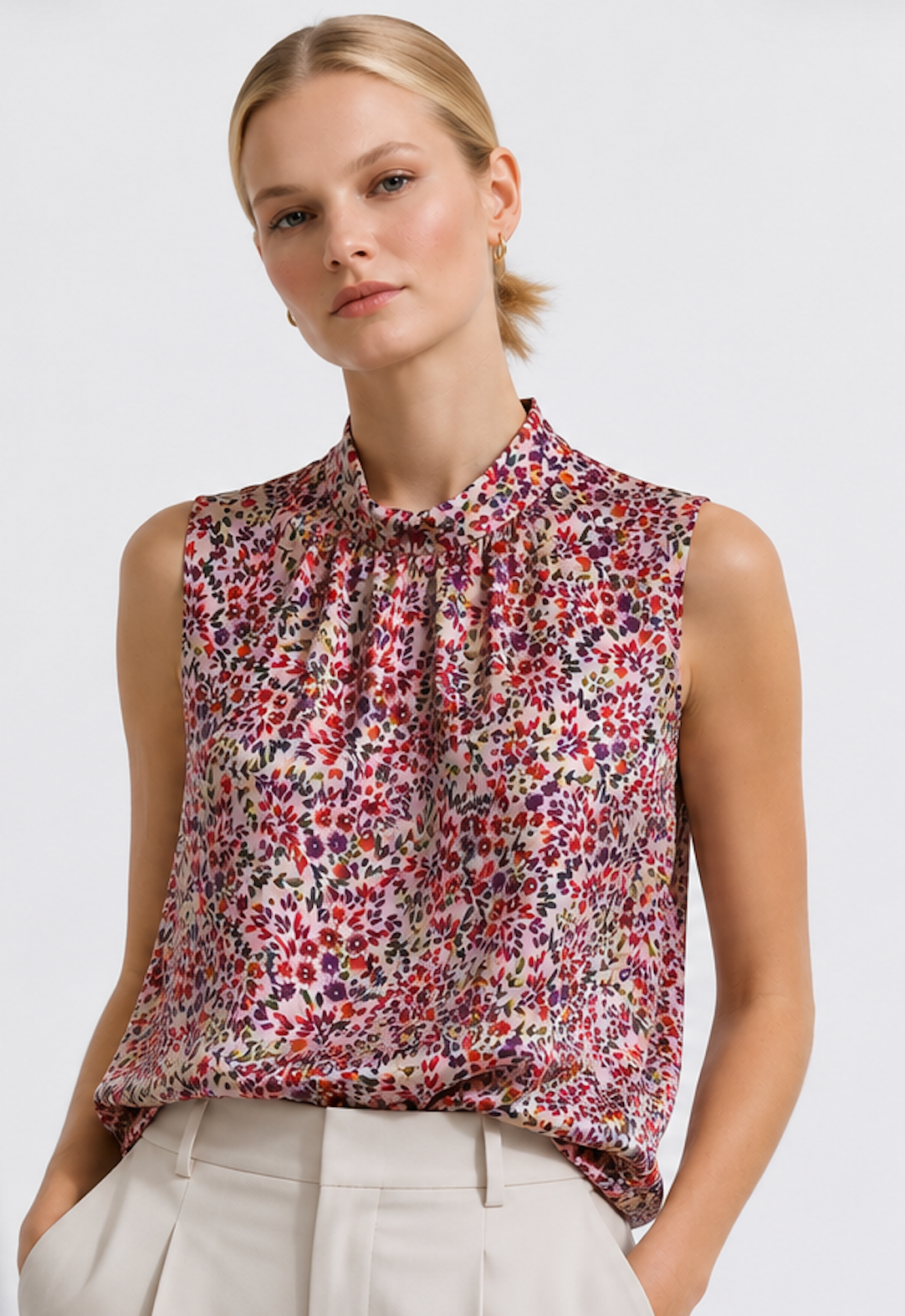 Floral sleeveless blouse, Mango - Size S