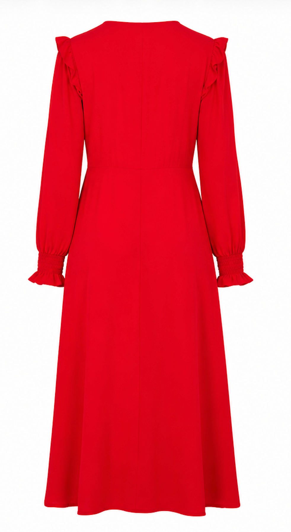 Red Long-Sleeve Dress with Buttons, New Look - Size M