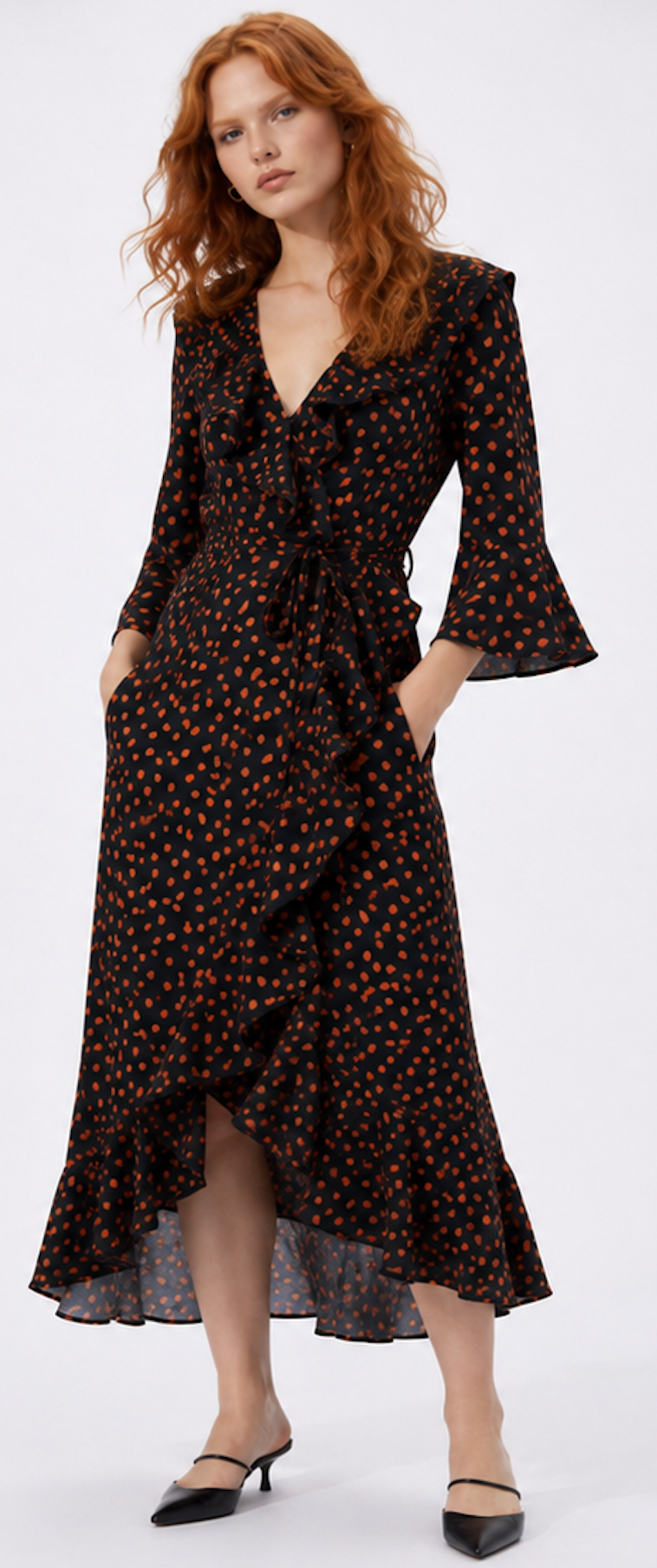 Ruffle Wrap midi Dress, Vero Moda - Size S