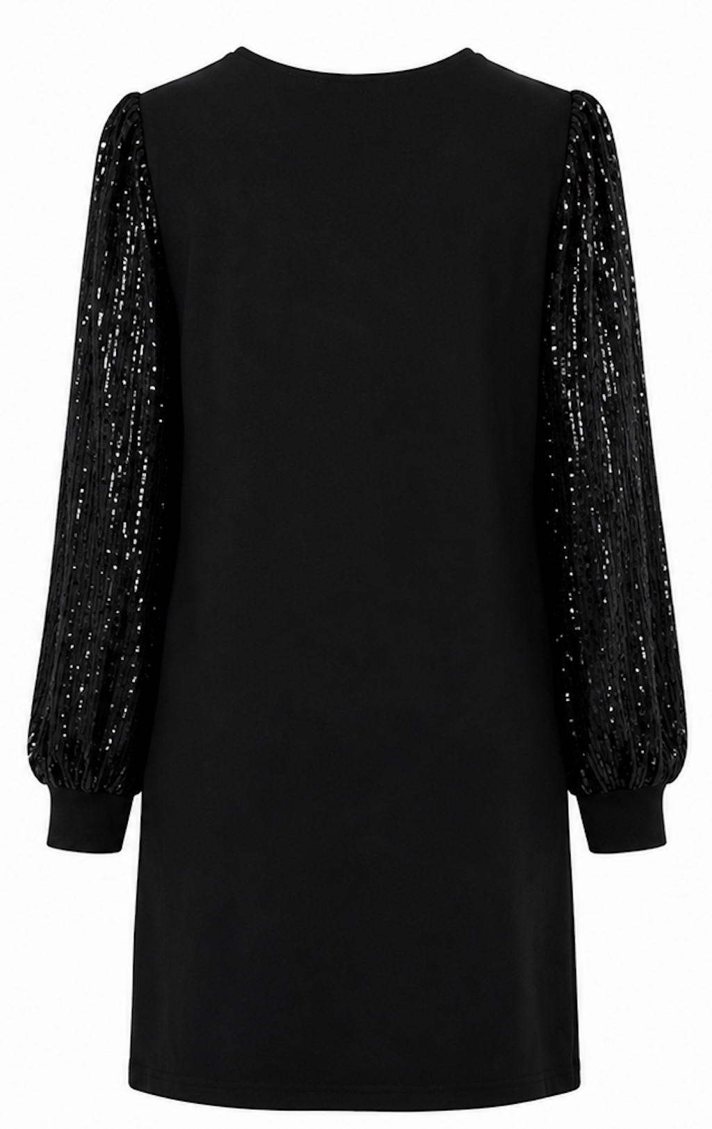 Black Mini Dress with Sequin Sleeves - Size M