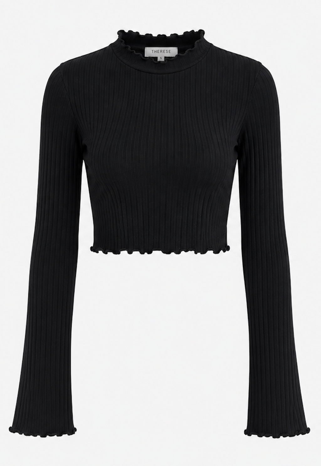 Ribbed Lettuce-Hem Cropped Long Sleeve Top, NA-KD  - Size XS