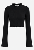 Ribbed Lettuce-Hem Cropped Long Sleeve Top, NA-KD  - Size XS