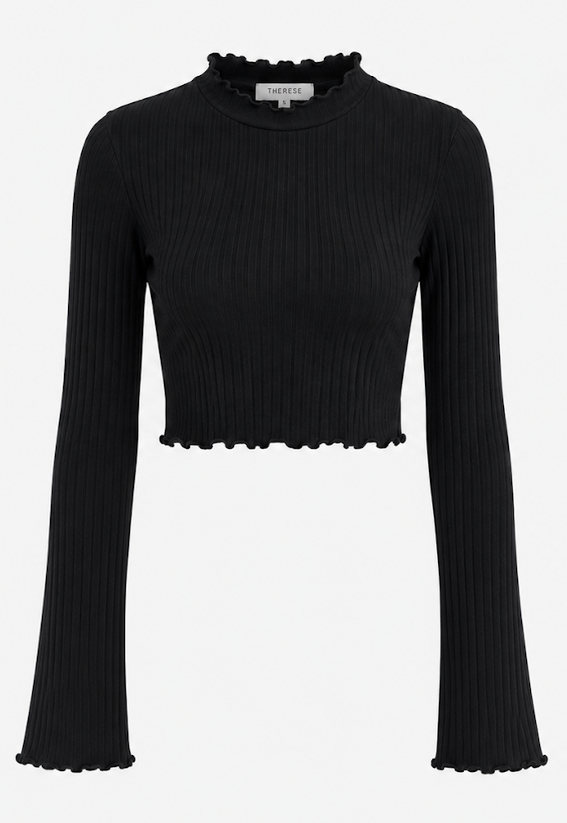 Ribbed Lettuce-Hem Cropped Long Sleeve Top, NA-KD  - Size XS