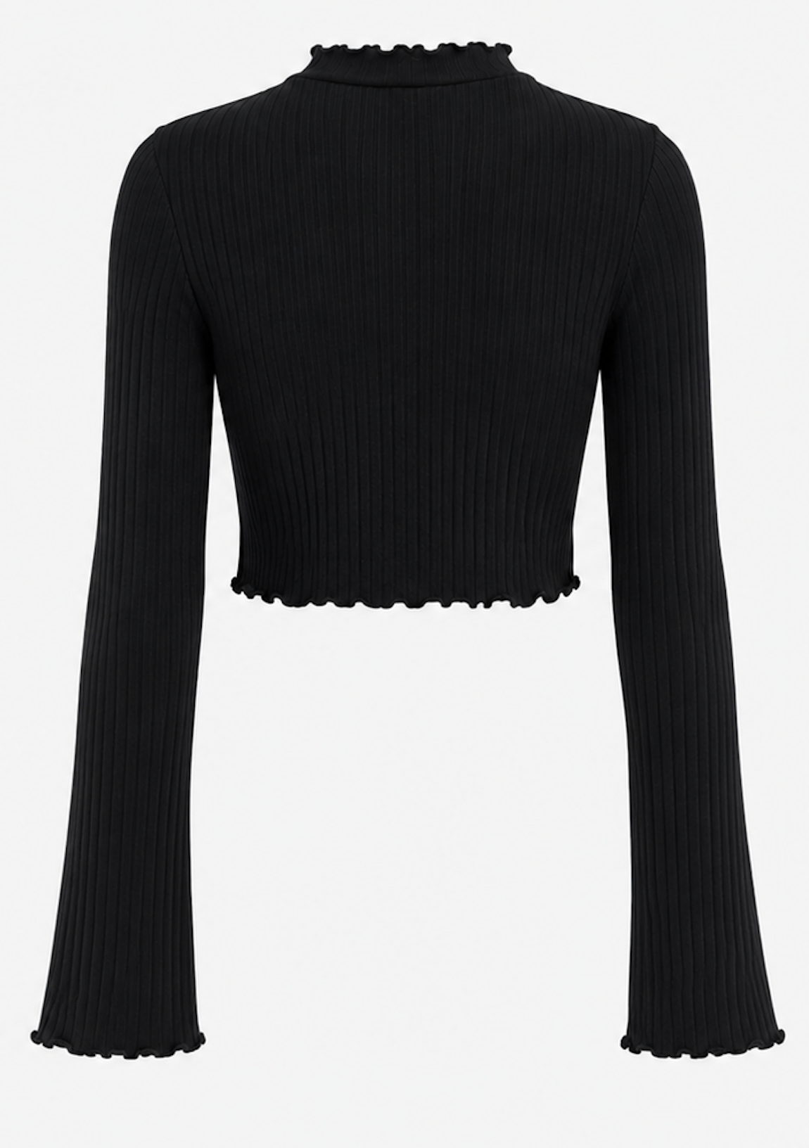 Ribbed Lettuce-Hem Cropped Long Sleeve Top, NA-KD  - Size XS