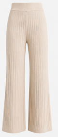 Beige Ribbed Wide-Leg Knit Pants, NA-KD - Size S