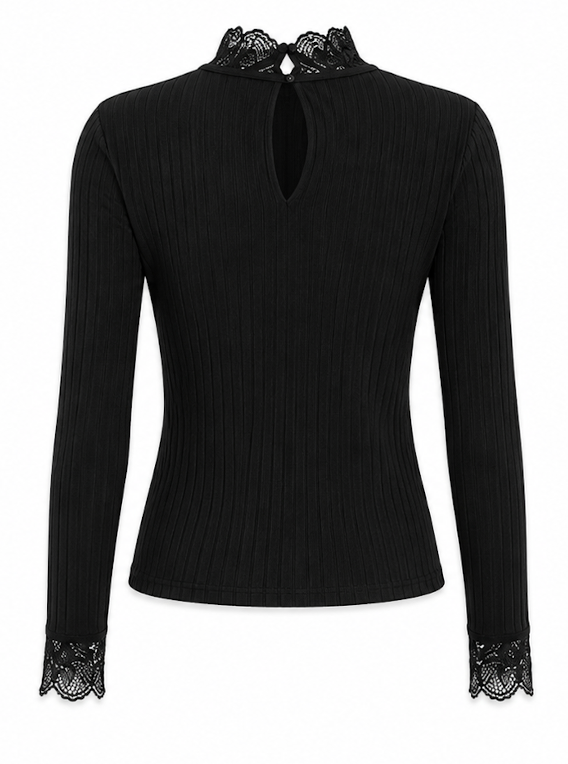 High-Neck Lace and Ribbed Long Sleeve, Y.A.S. - Size S