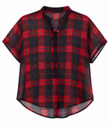 Sheer Tartan Peplum Blouse, Zara TRF  - Size S