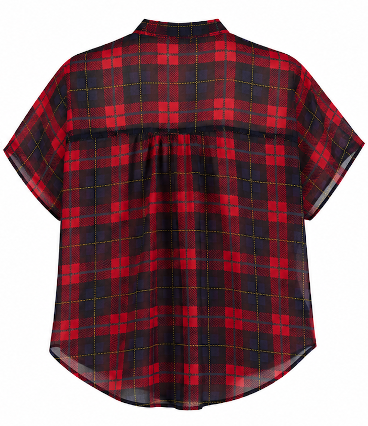 Sheer Tartan Peplum Blouse, Zara TRF  - Size S