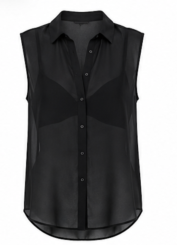 Sheer Sleeveless Button-Down Blouse, H&M - Size S