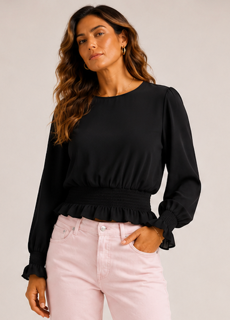 Black Sheer Blouse, H&M - Size L
