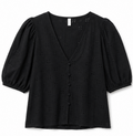Black broderie-anglaise blouse, H&M - Size XXL