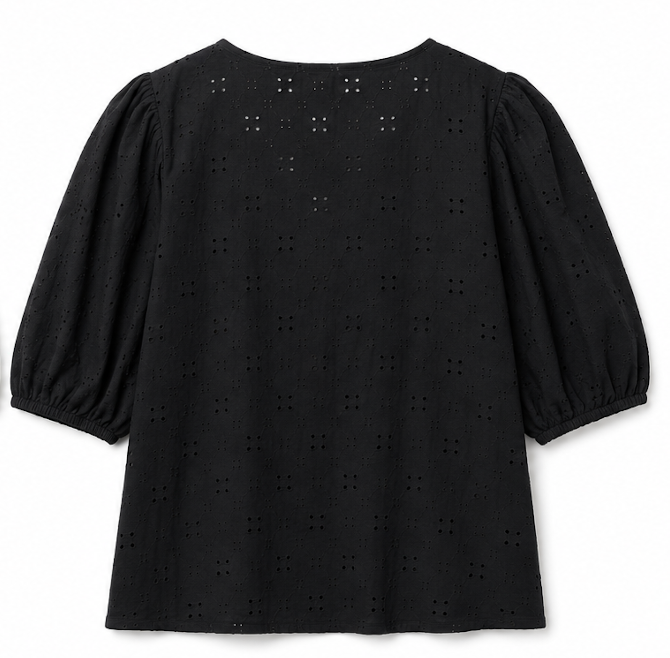 Black broderie-anglaise blouse, H&M - Size XXL