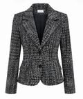 Black/white tweed bouclé blazer, BLU AQUA – size 14