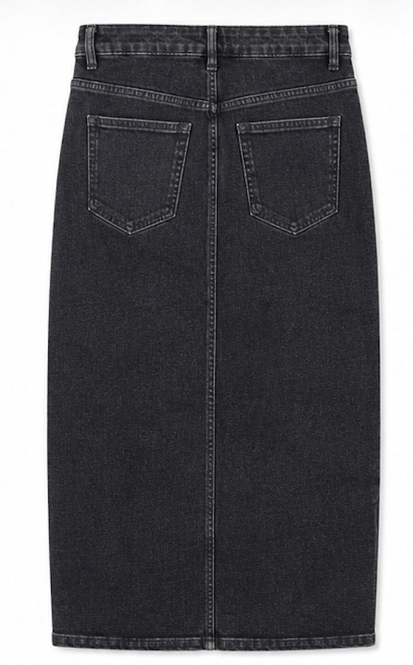 Washed black denim midi skirt with front slit, Denim Co. – EU 36