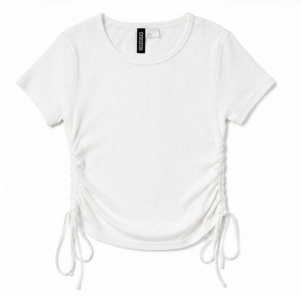 Ribbed Drawstring T-shirt, H&M Divided  - Size M