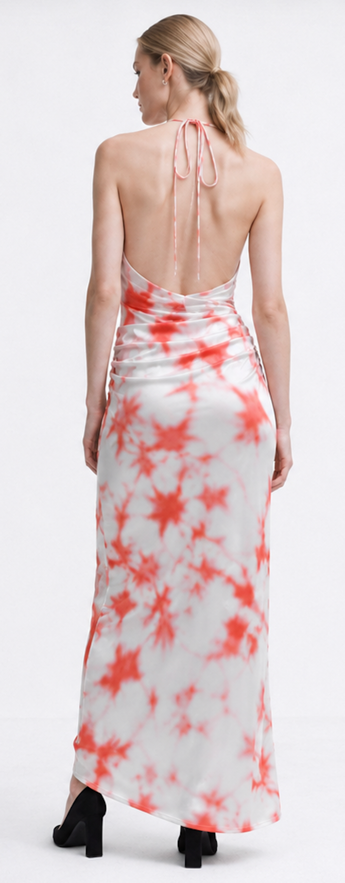 Ruched halter midi dress, Bershka – Size M