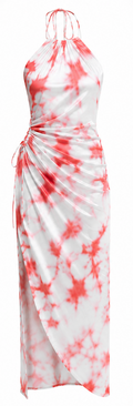 Ruched halter midi dress, Bershka – Size M