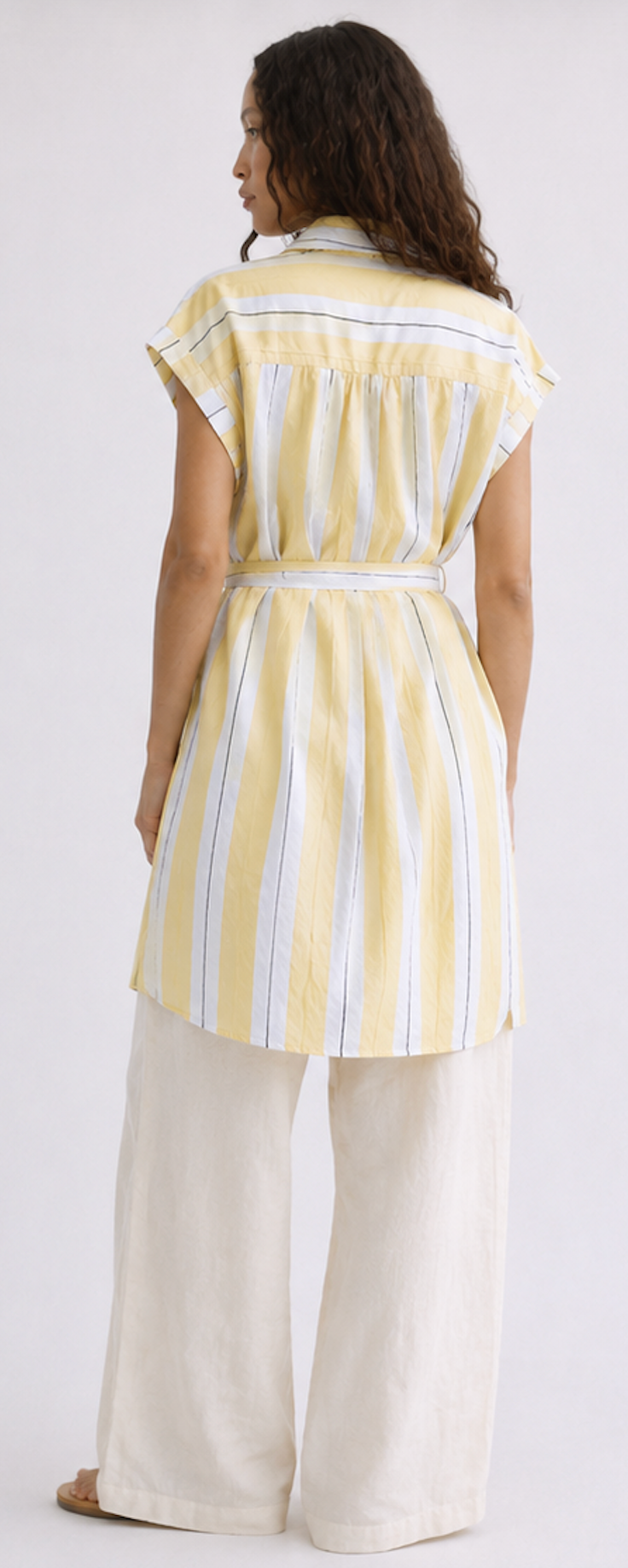 Striped Belted Shirt Dress, Monki  – Size S