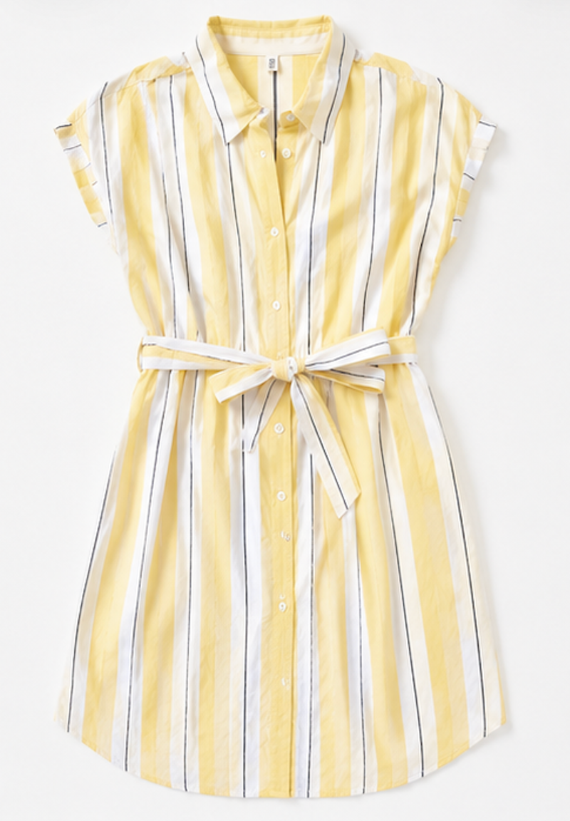 Striped Belted Shirt Dress, Monki  – Size S