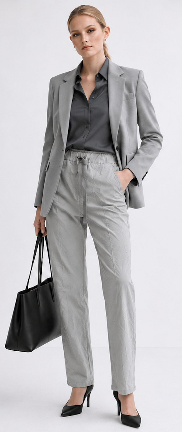 Light Grey Linned Joggers, MARTA - Size S/M