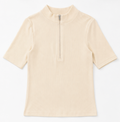 Ribbed Mock-neck Short Sleeve Tee, Won Hundred - Size S