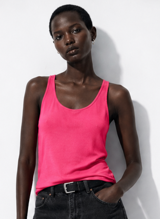 Ribbed Tanktop in hot pink, H&M Divided – size M