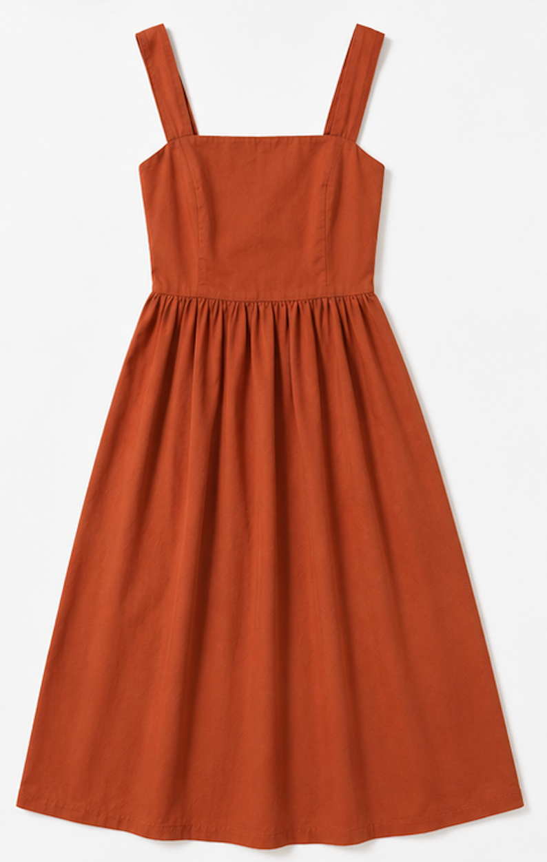 Rust Orange midi Dress, Uniqlo- Size  XS