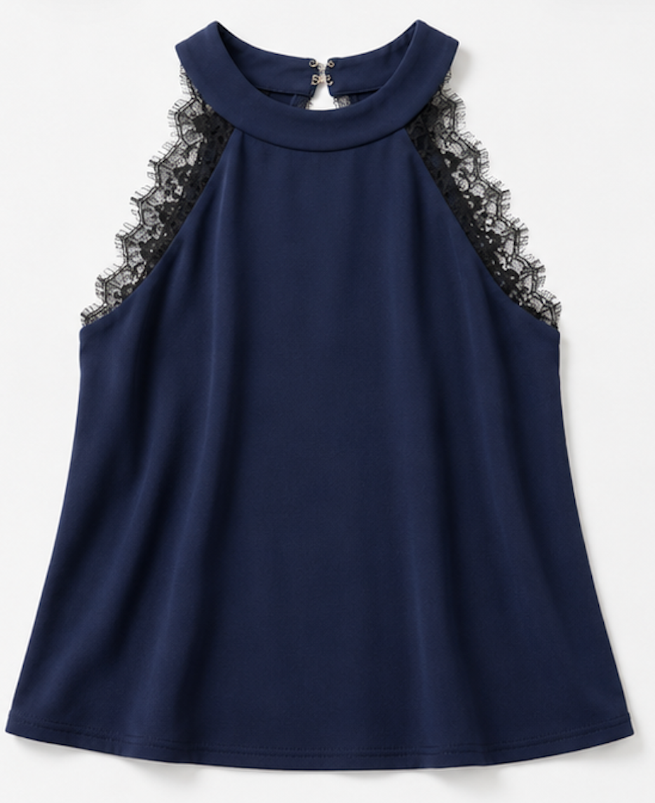 Navy Lace top, Topshop - Size S