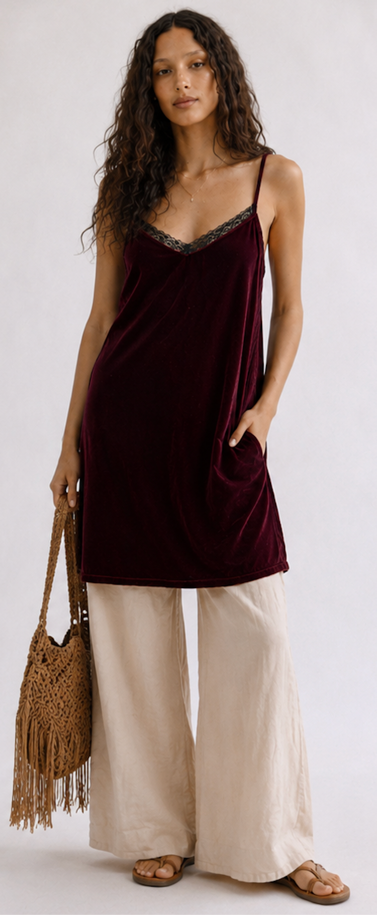 Bordeaux Velour Dress Lace, H&M  – Size XS