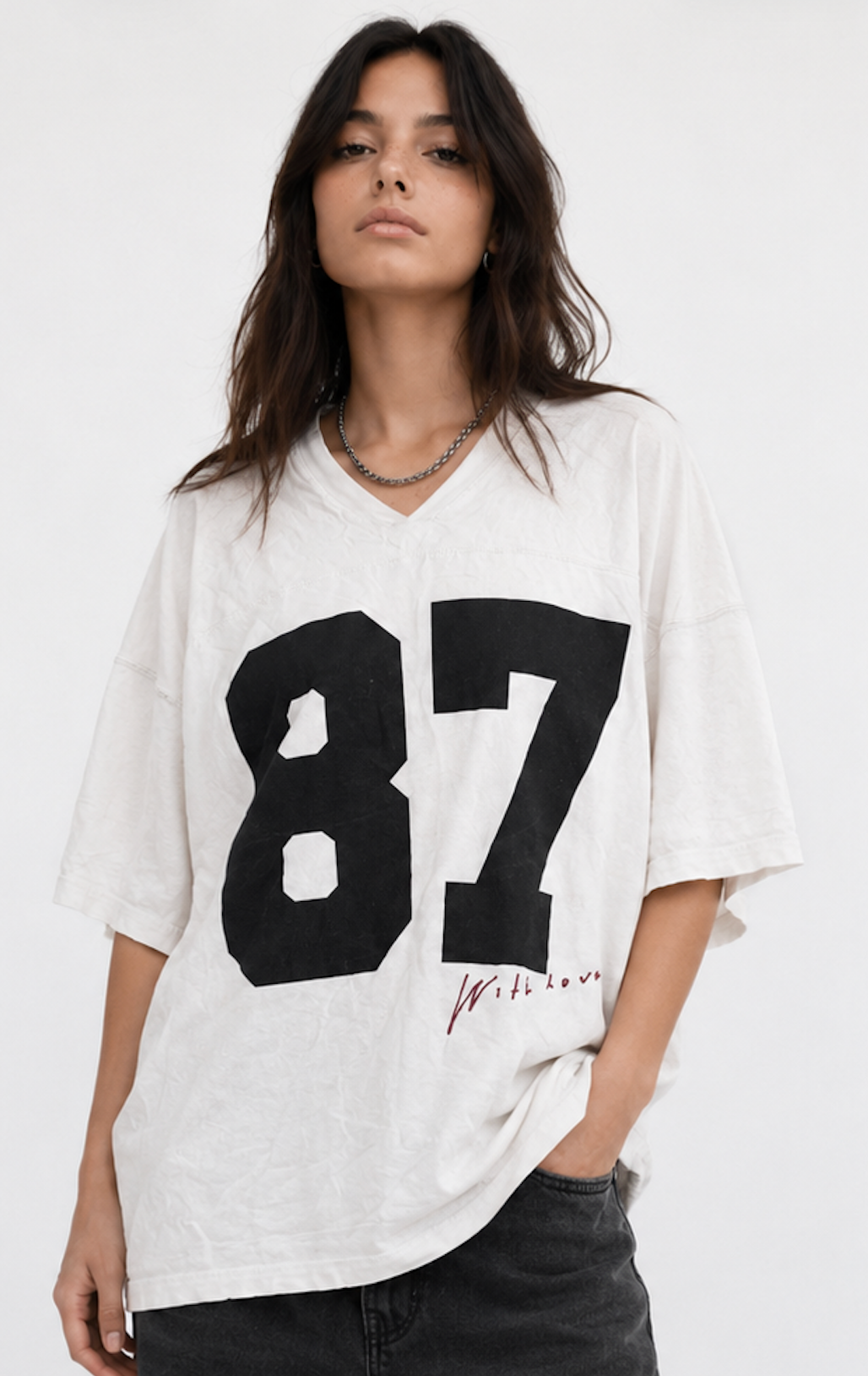 Oversize V-neck Football Jersey, STR Teen - Size M