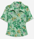Vintage-Style Short Sleeve Blouse - Size M