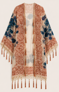 Kimono Jacket with Beaded Tassels - Size M