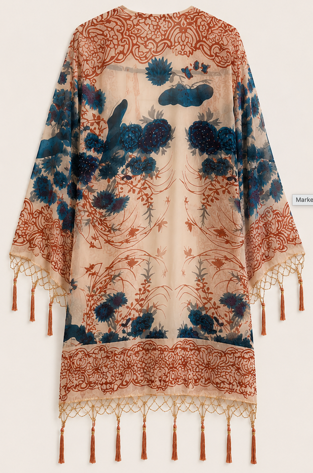 Kimono Jacket with Beaded Tassels - Size M