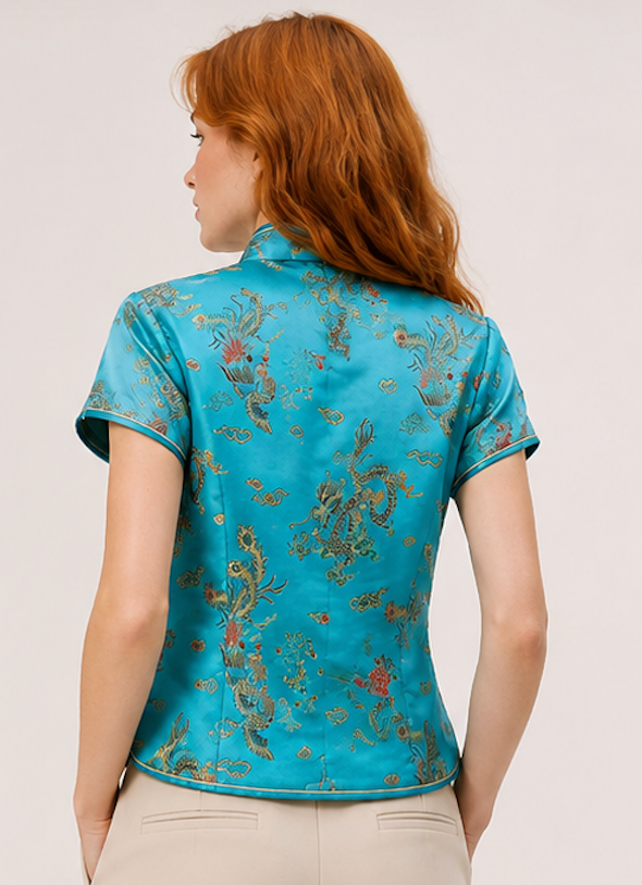 Cheongsam Blouse with mandarin Collar - Size M
