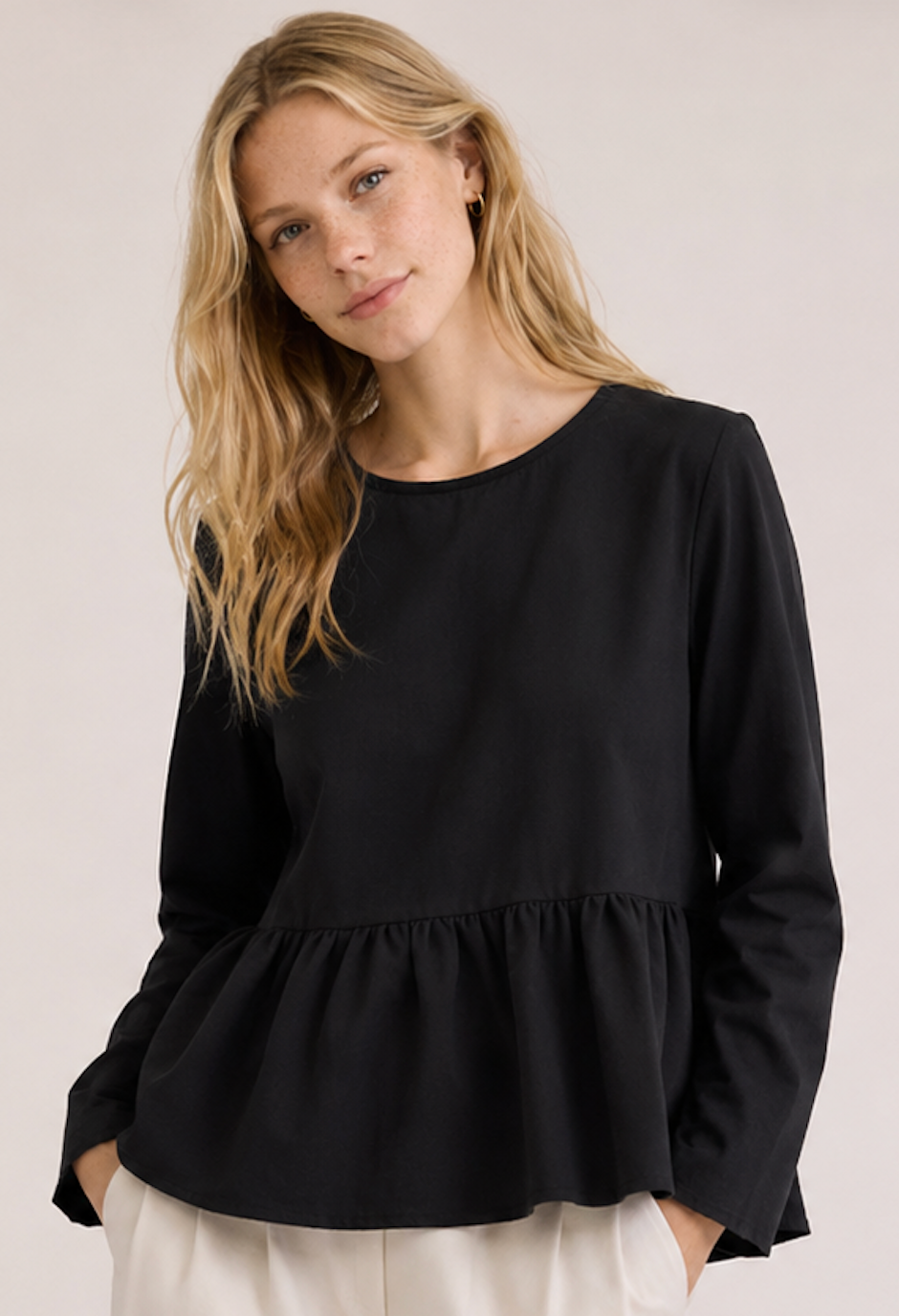 Studio Black Peplum Blouse, ONLY  - Size S