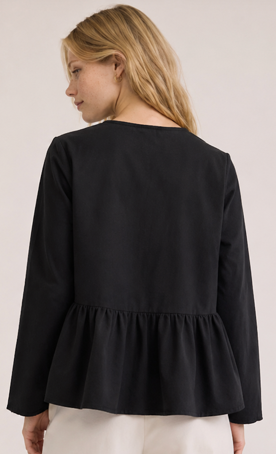 Studio Black Peplum Blouse, ONLY  - Size S