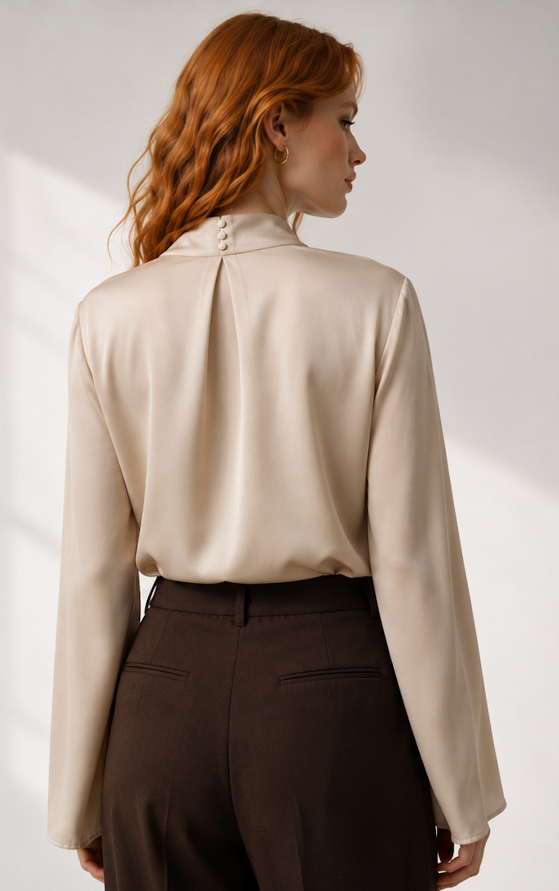 Champagne Draped Scarf-Neck Blouse, H&M - Size S