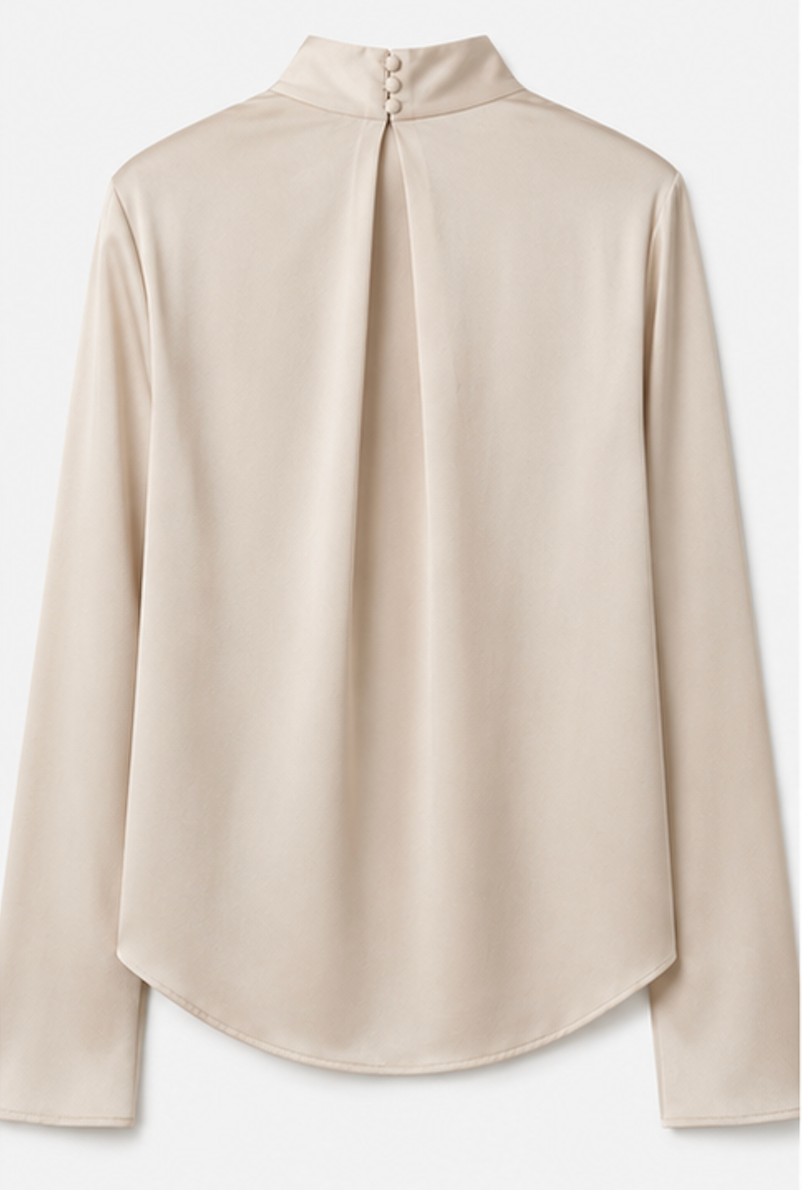 Champagne Draped Scarf-Neck Blouse, H&M - Size S