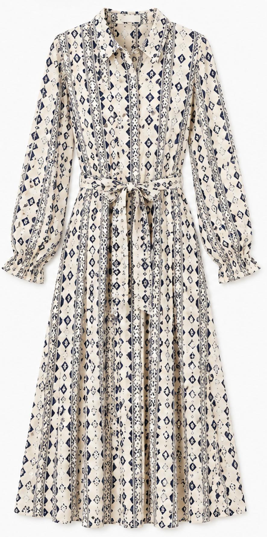 Pattern Shirt Dress with Belt, ISAY - Size L
