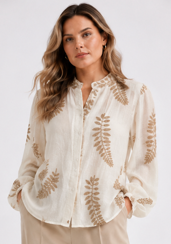 Sheer Embroidered blouse, MIA-ME  – Size L