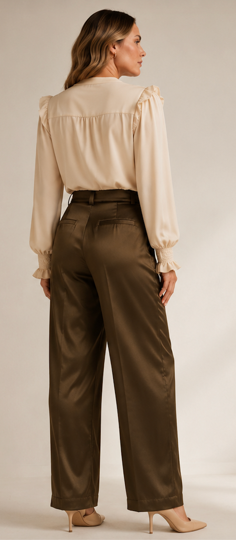 Olive Tie-Waist Trousers, Créton - Size M