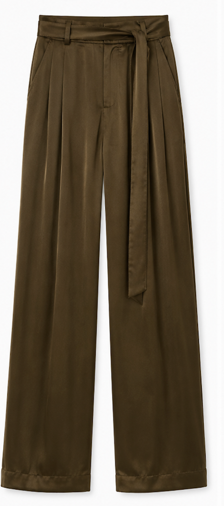 Olive Tie-Waist Trousers, Créton - Size M