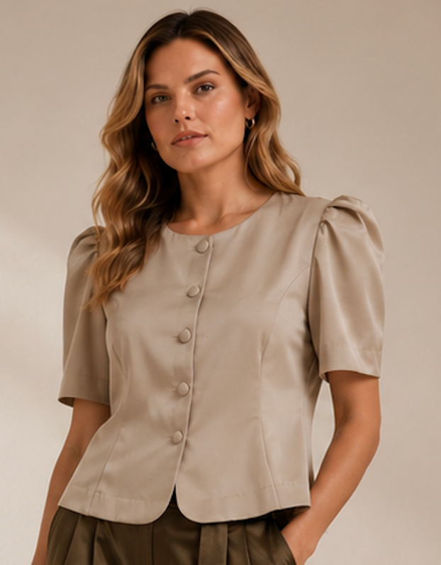 Collarless Short-Sleeve blazer, H&M  - Size L
