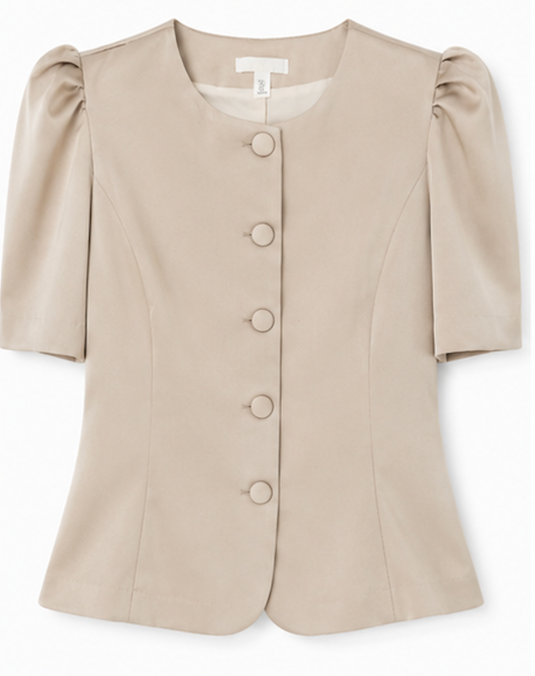 Collarless Short-Sleeve blazer, H&M  - Size L