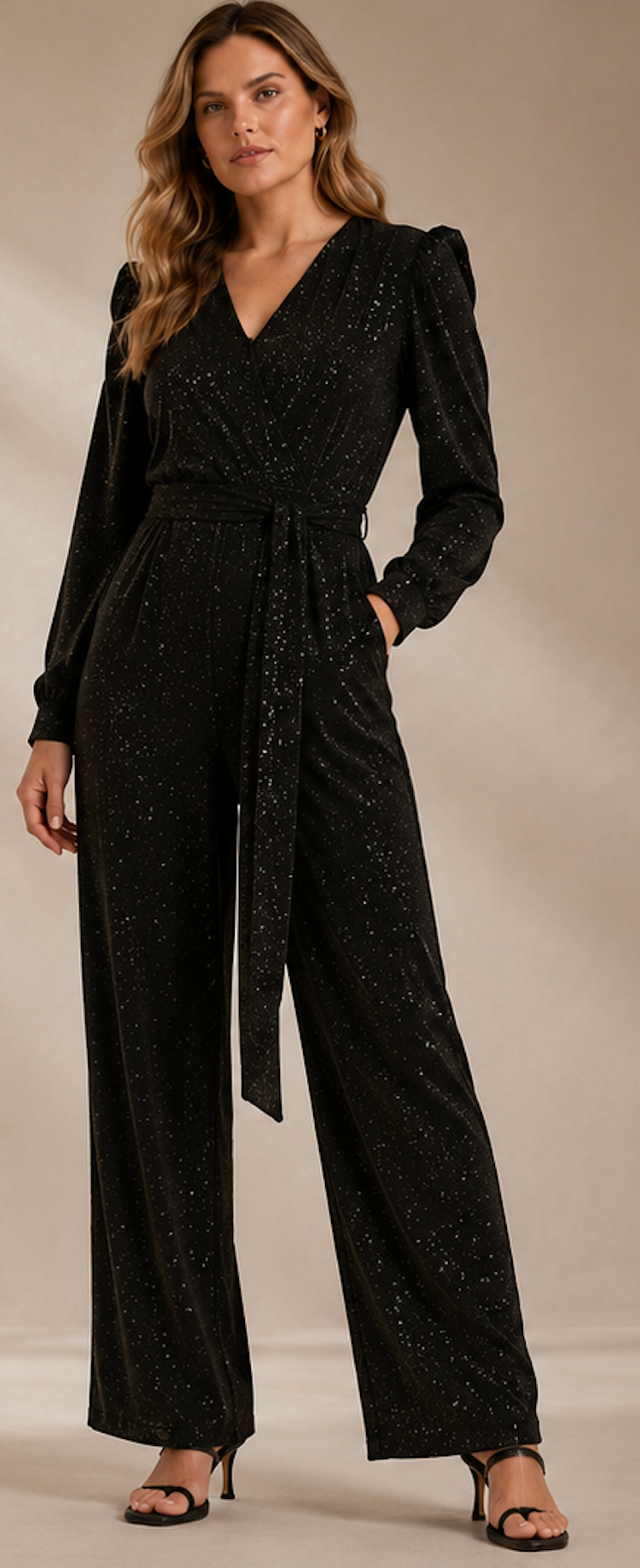Black Glitter Jumpsuit, SISTERS POINT - Size L