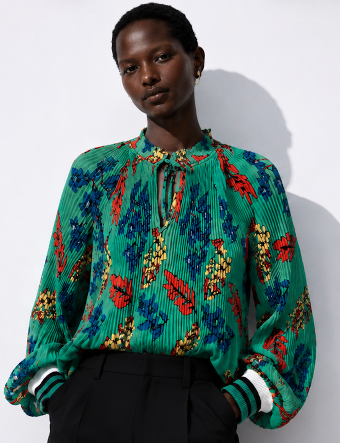 Pleated Floral Blouse, Belle Vere - Size L/XL