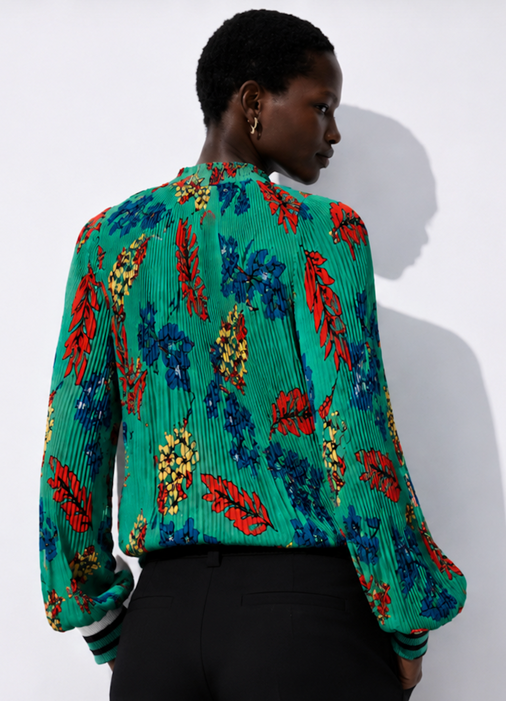 Pleated Floral Blouse, Belle Vere - Size L/XL